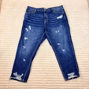 KanCan Distressed Boyfriend Jeans Dark Wash Denim 18W KC8642D-P Distressed Hem